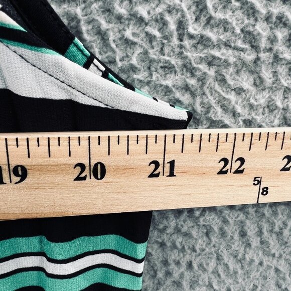 Cato EST 1946 Women Top Extra Large Black Green Stripe Sleeveless Pullover Shirt - Picture 6 of 7